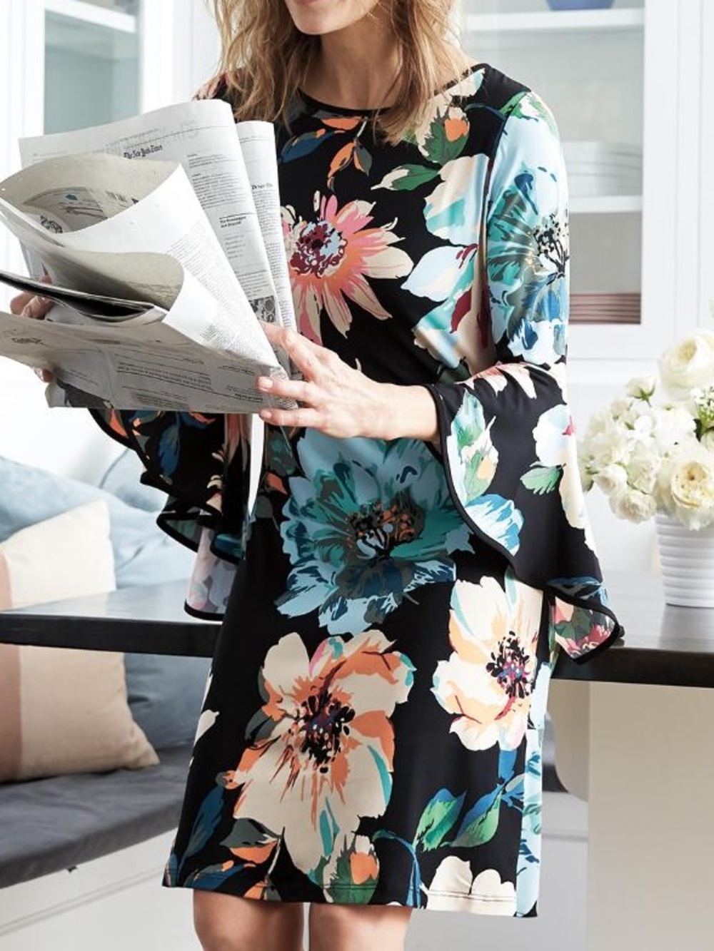 Roz & Ali Floral Bell Sleeve Dress